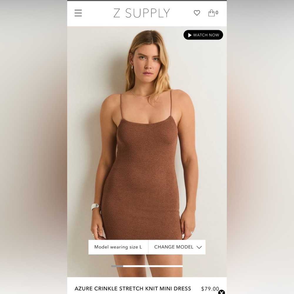Z Supply Azure Crinkel Stretch Knit Mini Dress - M/L - Picture 5 of 5